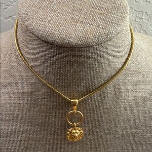Anne Klein Gold Lion Head Pendant Necklace